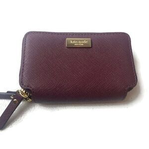 KATE SPADE Womens Red Maroon Zip Around Wallet Size S